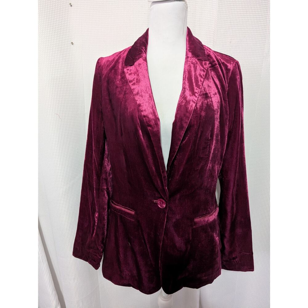 ANTHROPOLOGIE! RUBY RED CRUSHED VELVET, DECONSTRUCTED JACKET, BLAZER! SZ 6 - Picture 2 of 12